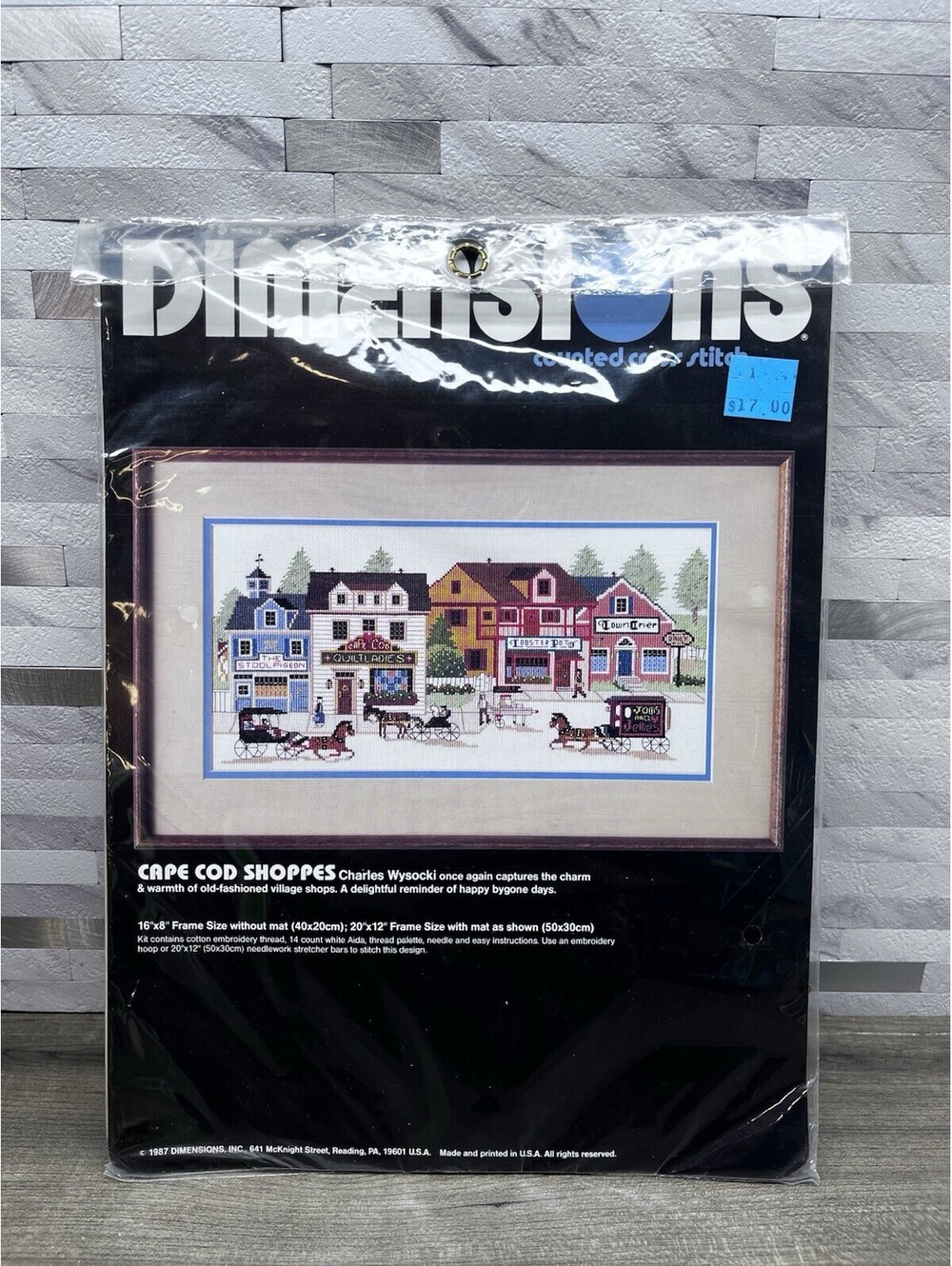New Dimensions Counted Cross Stitch Kit Cape Cod Shoppes #3642 1987 Wysocki NOS